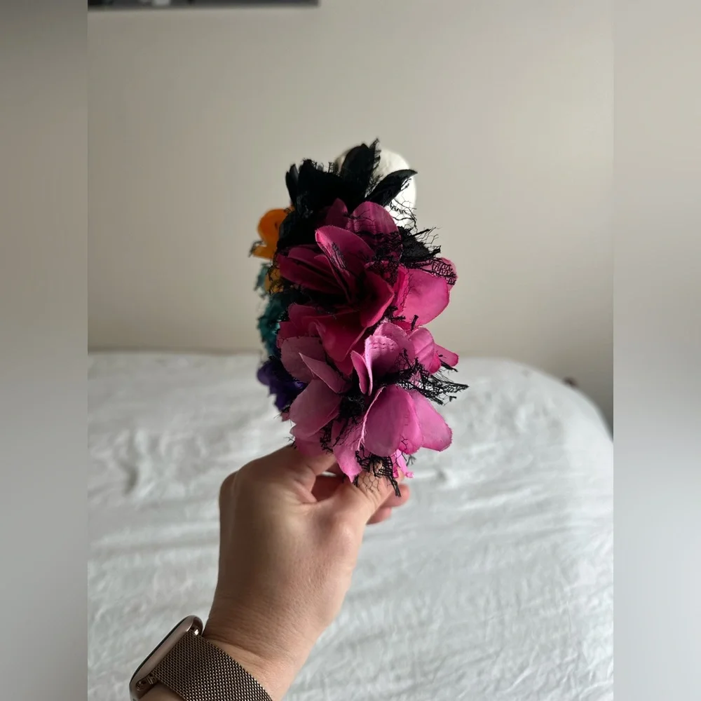 Fabric Flower Hairband with Skull Halloween